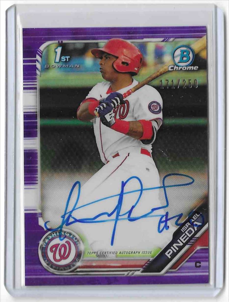 2019 Bowman Chrome Prospect Autographs CPA-IP Israel Pineda Purple